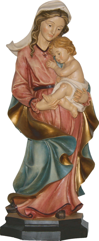 FADEDA Madonna mit Kind BL/R/GOLD   / Höhe:12 cm / handbemalt / detailgetreue Krippen Figuren - Weihnachten Tisch Dekoration Krippe Zubehör