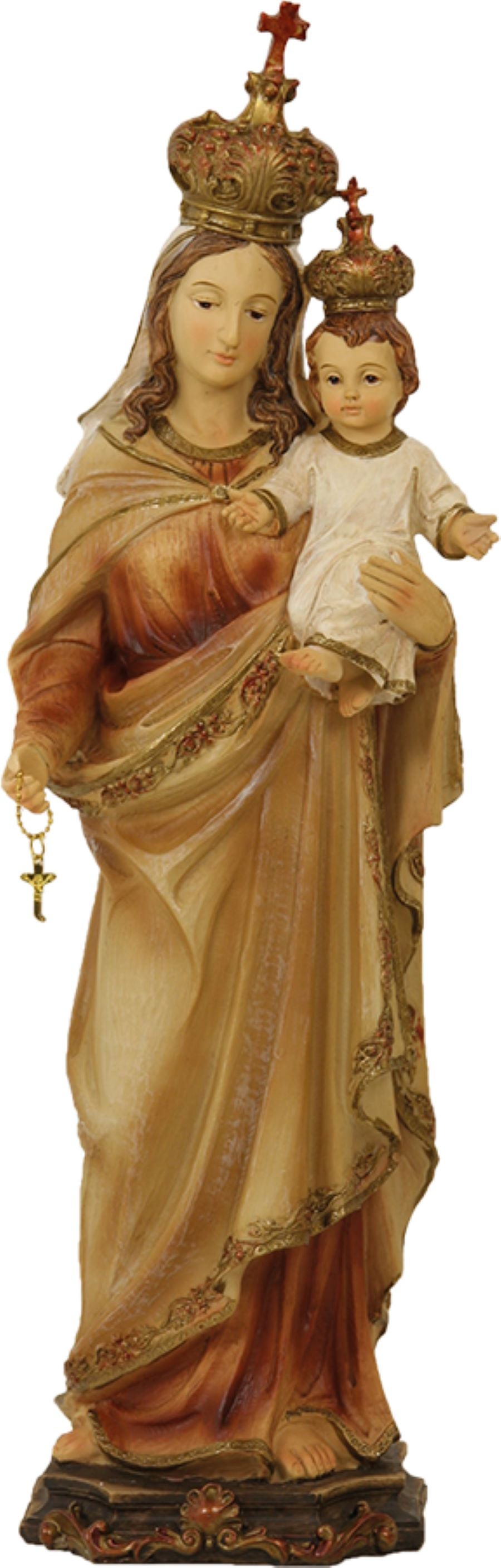 FADEDA Madonna mit Krone + Kind auf Arm, braun   / Höhe:40 cm / handbemalt / detailgetreue Krippen Figuren - Weihnachten Tisch Dekoration Krippe Zubehör