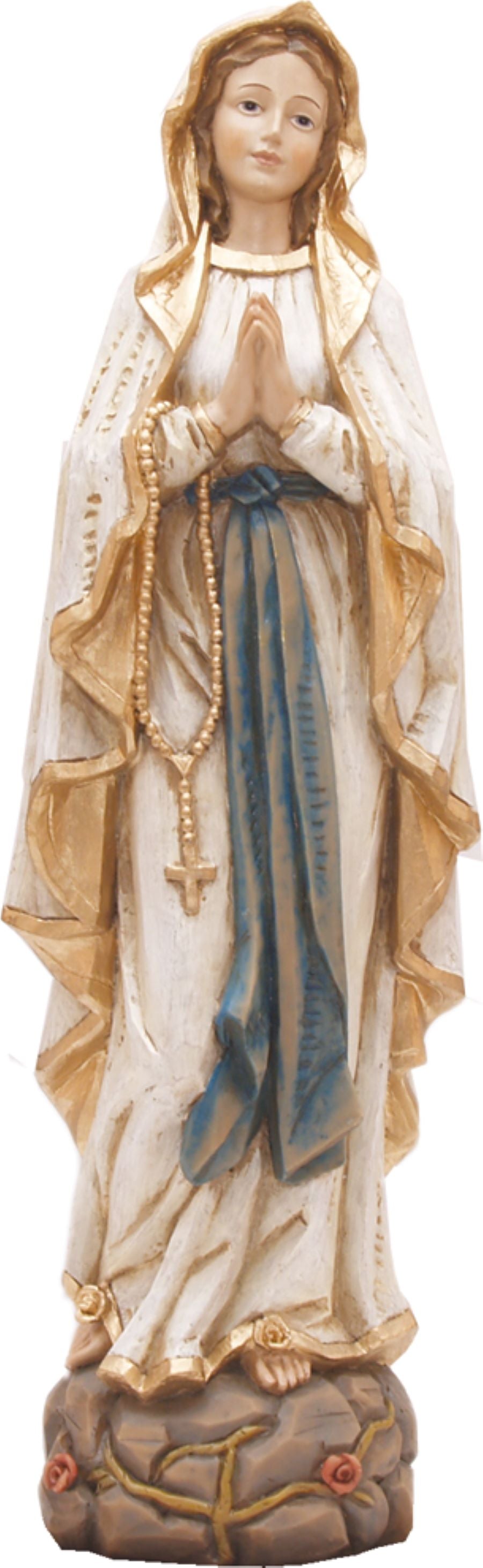 FADEDA Madonna Lourdes in Holzoptik   / Höhe:20 cm / handbemalt / detailgetreue Krippen Figuren - Weihnachten Tisch Dekoration Krippe Zubehör