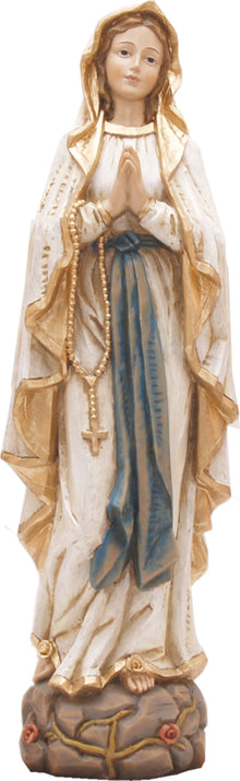 FADEDA Madonna Lourdes in Holzoptik   / Höhe:30 cm / handbemalt / detailgetreue Krippen Figuren - Weihnachten Tisch Dekoration Krippe Zubehör