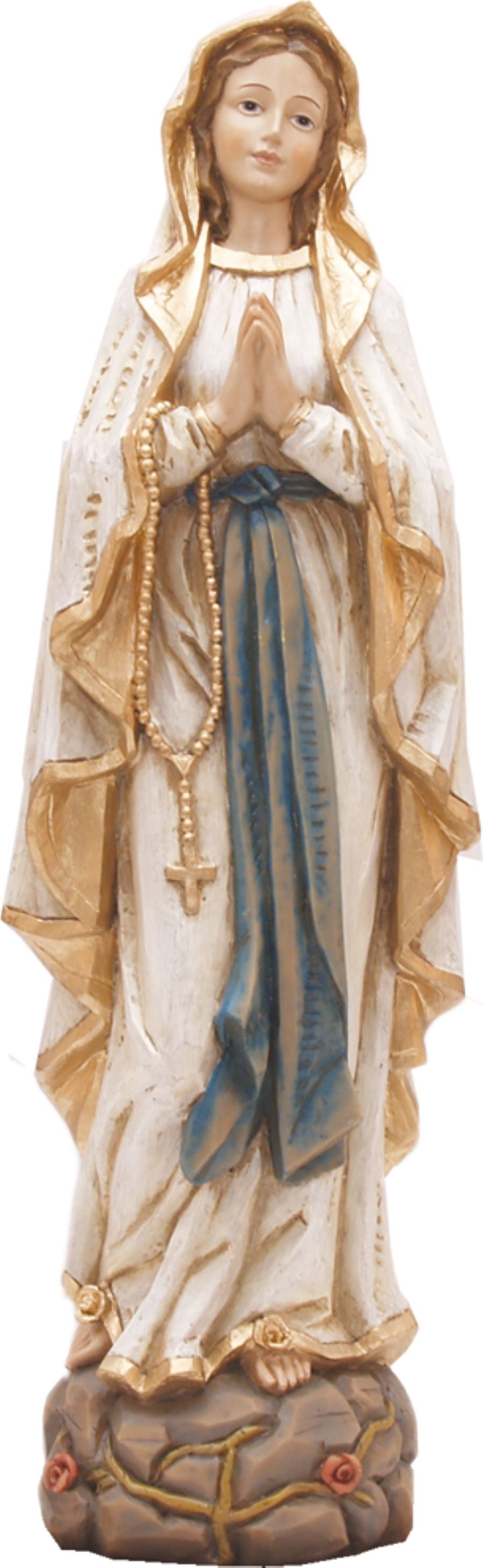 FADEDA Madonna Lourdes in Holzoptik   / Höhe:30 cm / handbemalt / detailgetreue Krippen Figuren - Weihnachten Tisch Dekoration Krippe Zubehör