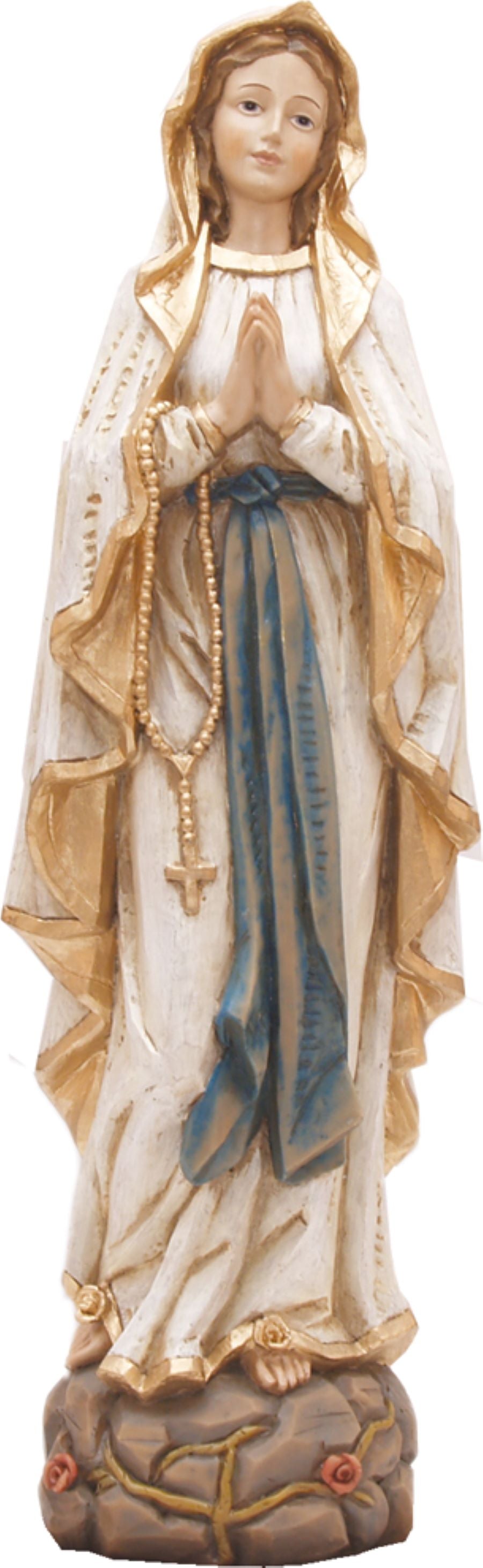 FADEDA Madonna Lourdes in Holzoptik   / Höhe:41 cm / handbemalt / detailgetreue Krippen Figuren - Weihnachten Tisch Dekoration Krippe Zubehör