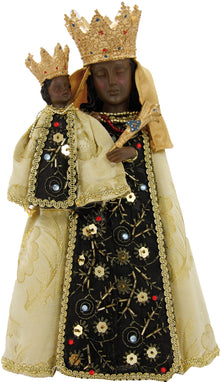 FADEDA Schwarze Madonna mit Kleid   / Höhe:16 cm / handbemalt / detailgetreue Krippen Figuren - Weihnachten Tisch Dekoration Krippe Zubehör