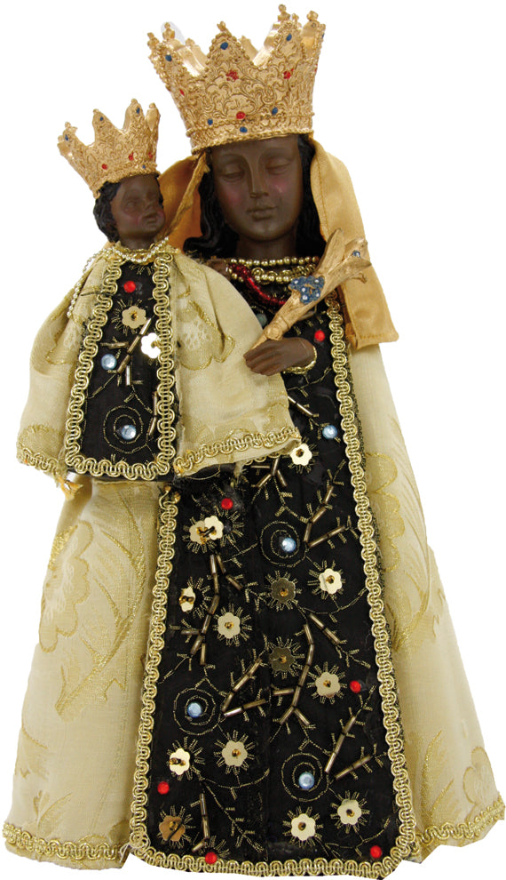 FADEDA Schwarze Madonna mit Kleid   / Höhe:21 cm / handbemalt / detailgetreue Krippen Figuren - Weihnachten Tisch Dekoration Krippe Zubehör