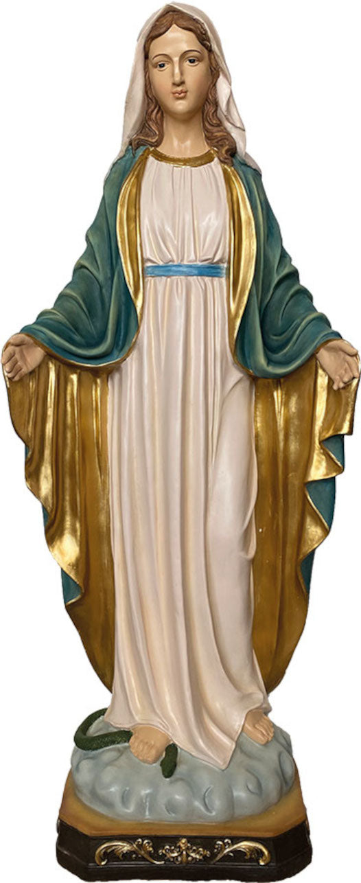 FADEDA Madonna Immaculata, Holzoptik   / Höhe:100 cm / handbemalt / detailgetreue Krippen Figuren - Weihnachten Tisch Dekoration Krippe Zubehör