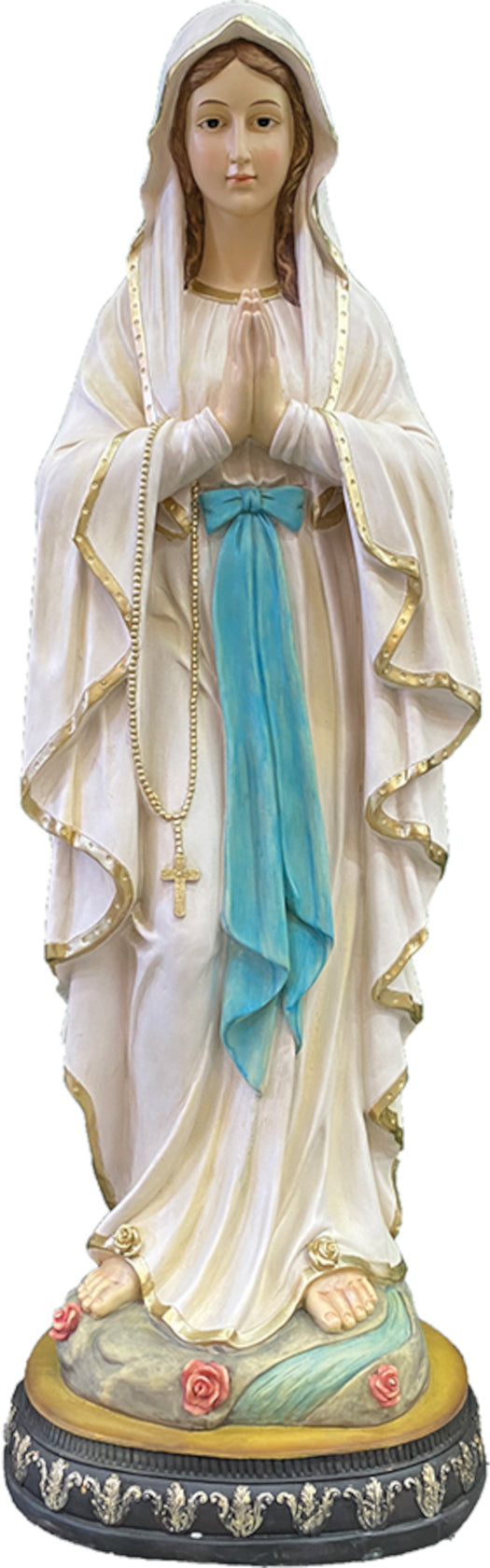 FADEDA Madonna Lourdes in Holzoptik   / Höhe:120 cm / handbemalt / detailgetreue Krippen Figuren - Weihnachten Tisch Dekoration Krippe Zubehör