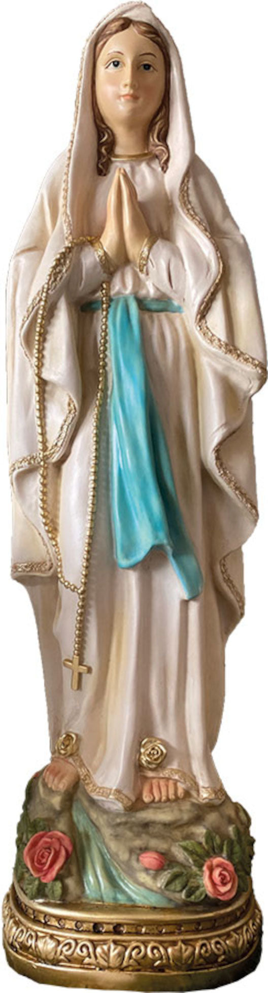 FADEDA Madonna Lourdes in Holzoptik   / Höhe:80 cm / handbemalt / detailgetreue Krippen Figuren - Weihnachten Tisch Dekoration Krippe Zubehör