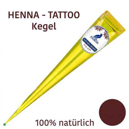 12x FADEDA 100% Natural Henna Paste Cones Kegel Natur-Braun No Mix, No PPD, 300g
