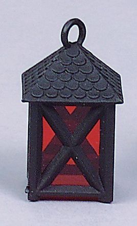 FADEDA Laterne aus Kunststoff mit Einsatz rot, LxBxH in mm: 15x15x35. Für Krippen, Miniatur-, Hobby- und Modellbau, Puppenhauszubehör u. Modelleisenbahn.