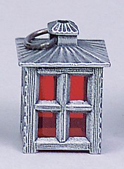 FADEDA Zinnlaterne mit Bügel und Einsatz rot, LxBxH in mm: 15x15x30. Für Krippen, Miniatur-, Hobby- und Modellbau, Puppenhauszubehör u. Modelleisenbahn.