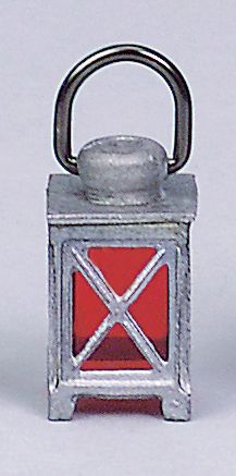 FADEDA Zinnlaterne mit Bügel und Einsatz rot, LxBxH in mm: 15x15x30. Für Krippen, Miniatur-, Hobby- und Modellbau, Puppenhauszubehör u. Modelleisenbahn.