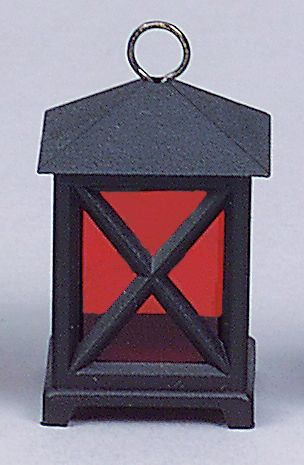 FADEDA Laterne aus Kunststoff mit Einsatz rot, LxBxH in mm: 20x20x40. Für Krippen, Miniatur-, Hobby- und Modellbau, Puppenhauszubehör u. Modelleisenbahn.