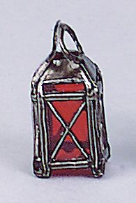 FADEDA Zinnlaterne mit Bügel und Einsatz rot, LxBxH in mm: 10x10x20. Für Krippen, Miniatur-, Hobby- und Modellbau, Puppenhauszubehör u. Modelleisenbahn.