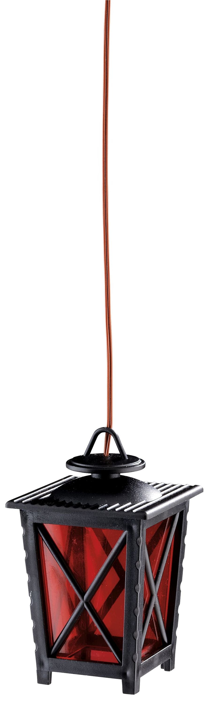 FADEDA Laterne aus Kunststoff im Einsatz rot und  LED, LxBxH in mm: 25x25x60. Für Krippen, Miniatur-, Hobby- und Modellbau, Puppenhauszubehör u. Modelleisenbahn.