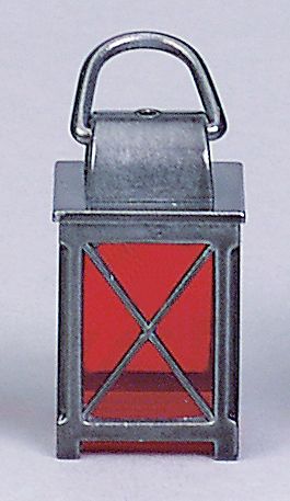 FADEDA Zinnlaterne mit Bügel und Einsatz rot, LxBxH in mm: 17x17x35. Für Krippen, Miniatur-, Hobby- und Modellbau, Puppenhauszubehör u. Modelleisenbahn.