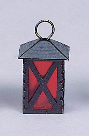 FADEDA Blechlaterne mit Einsatz rot , LxBxH in mm: 15x15x30. Für Krippen, Miniatur-, Hobby- und Modellbau, Puppenhauszubehör u. Modelleisenbahn.