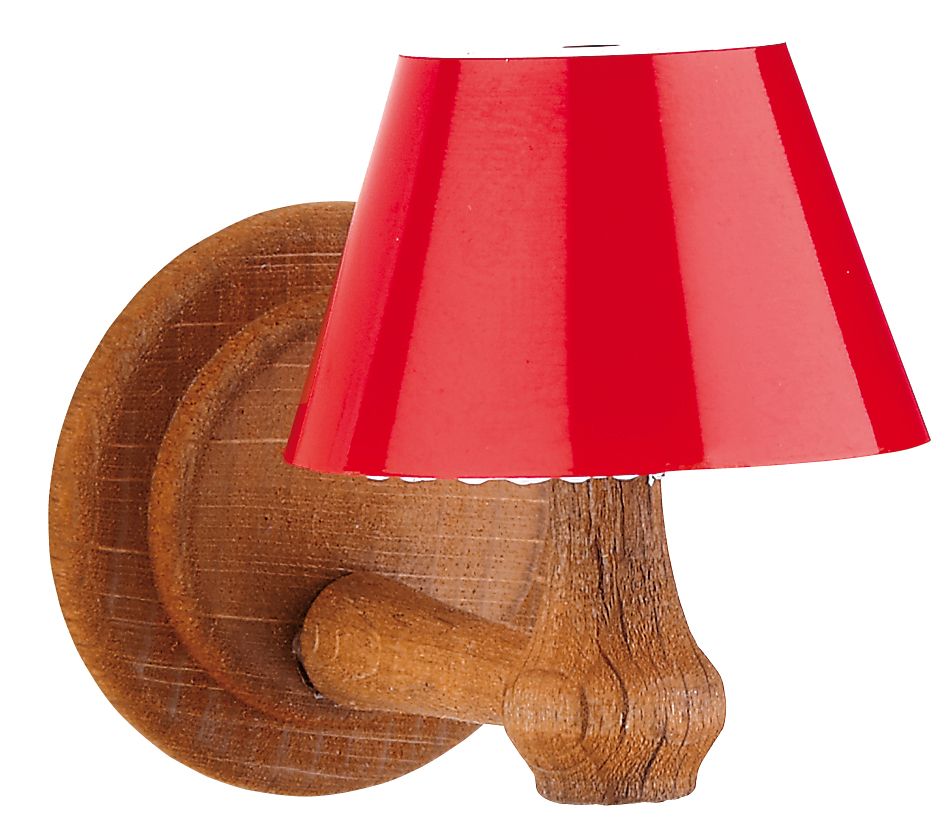 FADEDA Wandlampe Kunststoffschirm rot, LxBxH in mm: 41x11x35. Für Krippen, Miniatur-, Hobby- und Modellbau, Puppenhauszubehör u. Modelleisenbahn.