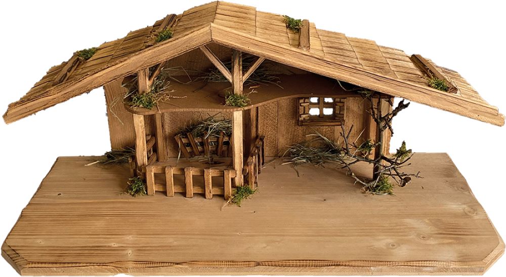 FADEDA Stall Lenau   / Höhe:30 cm / handbemalt / detailgetreue Krippen Figuren - Weihnachten Tisch Dekoration Krippe Zubehör