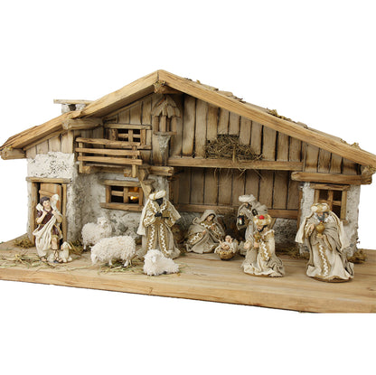 FADEDA Stall Titisee, hell gebeizt   / Höhe:38 cm / handbemalt / detailgetreue Krippen Figuren - Weihnachten Tisch Dekoration Krippe Zubehör
