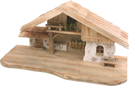 FADEDA Stall Osser, natur-geflammt   / Höhe:33 cm / handbemalt / detailgetreue Krippen Figuren - Weihnachten Tisch Dekoration Krippe Zubehör