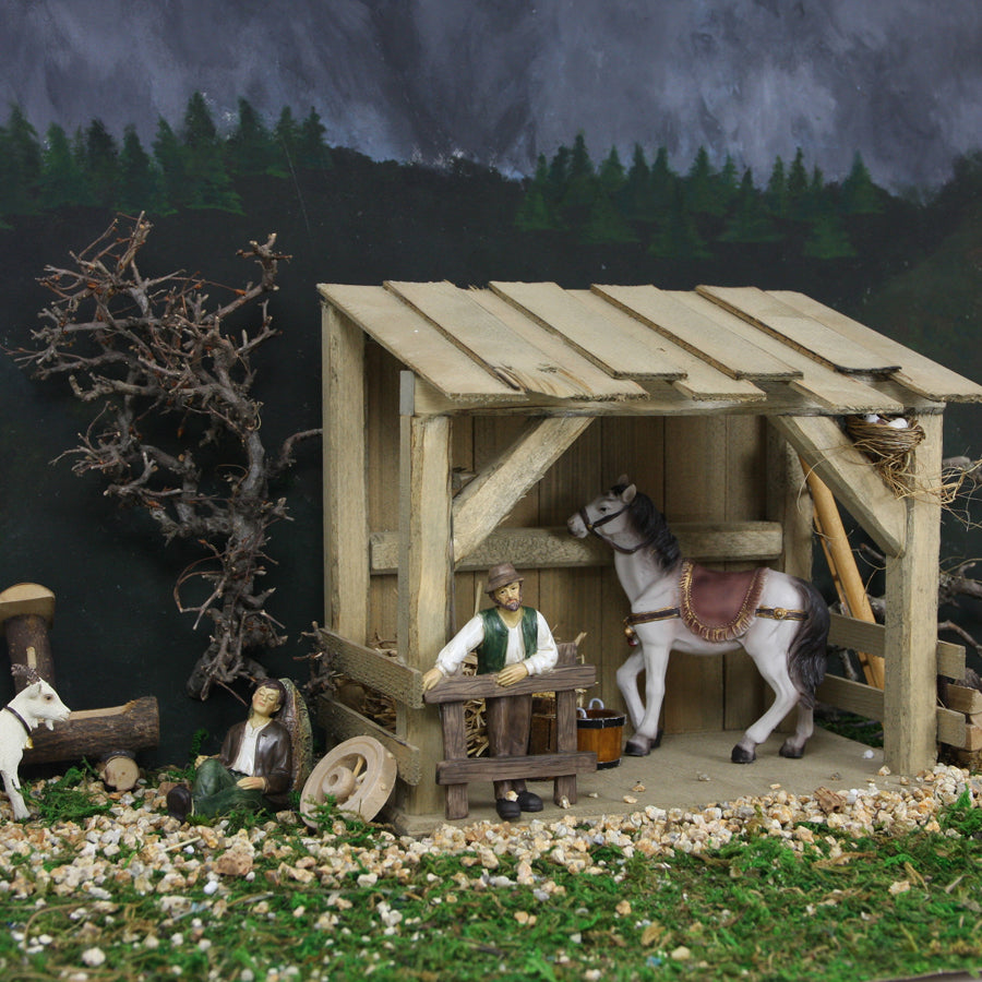 FADEDA Stall Hammersee   / Höhe:21 cm / handbemalt / detailgetreue Krippen Figuren - Weihnachten Tisch Dekoration Krippe Zubehör