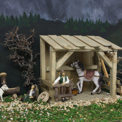 FADEDA Stall Hammersee   / Höhe:21 cm / handbemalt / detailgetreue Krippen Figuren - Weihnachten Tisch Dekoration Krippe Zubehör