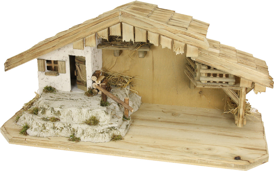 FADEDA Stall Ottobeuren   / Höhe:34 cm / handbemalt / detailgetreue Krippen Figuren - Weihnachten Tisch Dekoration Krippe Zubehör