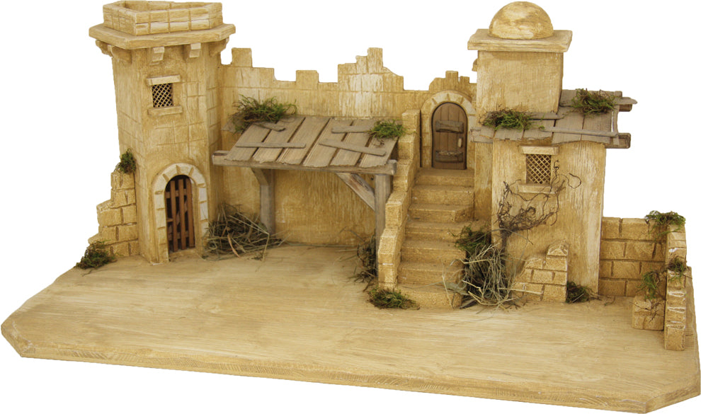 FADEDA Stall Bethlehem   / Höhe:35 cm / handbemalt / detailgetreue Krippen Figuren - Weihnachten Tisch Dekoration Krippe Zubehör