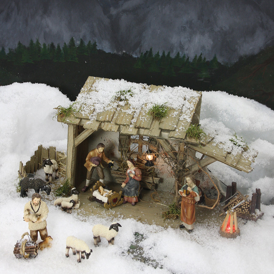 FADEDA Stall Eger   / Höhe:24 cm / handbemalt / detailgetreue Krippen Figuren - Weihnachten Tisch Dekoration Krippe Zubehör