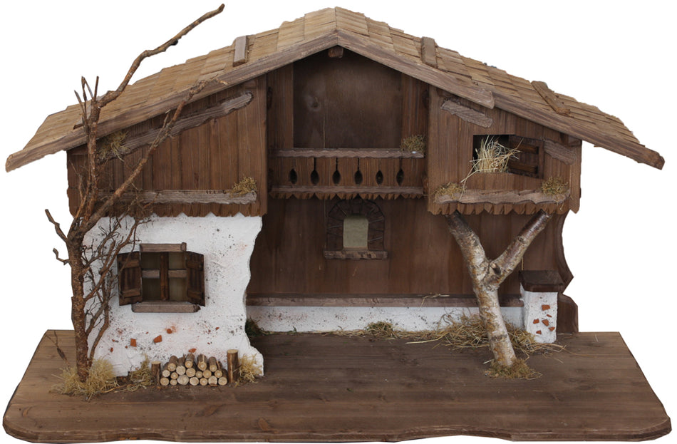 FADEDA Stall Wallgau, antik   / Höhe:69 cm / handbemalt / detailgetreue Krippen Figuren - Weihnachten Tisch Dekoration Krippe Zubehör