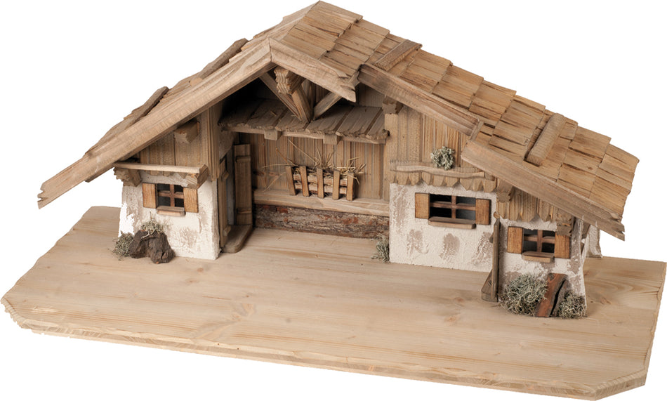 FADEDA Stall Bayerwald   / Höhe:39 cm / handbemalt / detailgetreue Krippen Figuren - Weihnachten Tisch Dekoration Krippe Zubehör