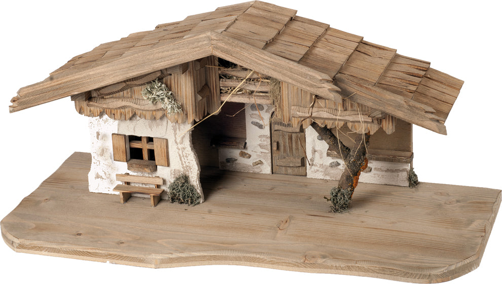 FADEDA Stall Wallgau, antik   / Höhe:28 cm / handbemalt / detailgetreue Krippen Figuren - Weihnachten Tisch Dekoration Krippe Zubehör