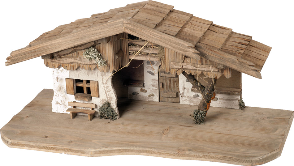 FADEDA Stall Wallgau, antik   / Höhe:28 cm / handbemalt / detailgetreue Krippen Figuren - Weihnachten Tisch Dekoration Krippe Zubehör