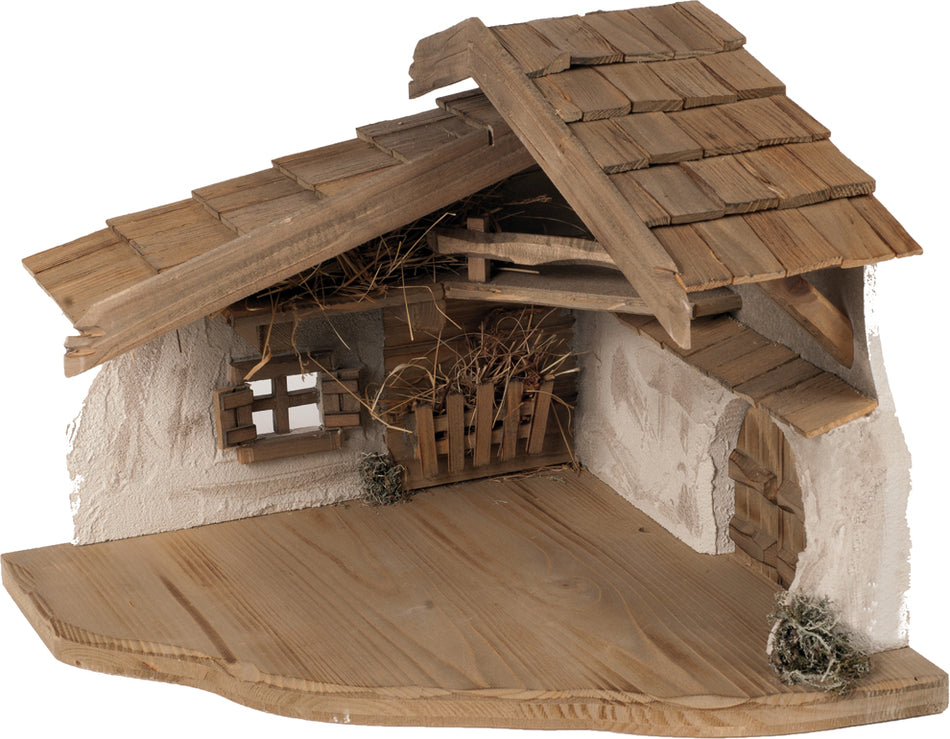 FADEDA Stall Brauneck   / Höhe:30 cm / handbemalt / detailgetreue Krippen Figuren - Weihnachten Tisch Dekoration Krippe Zubehör