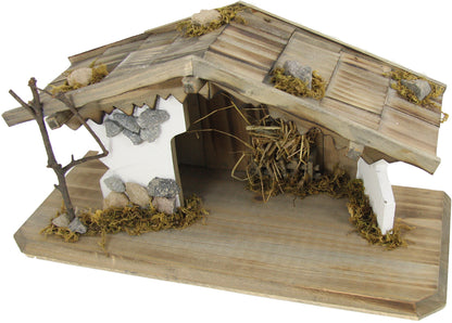 FADEDA Stall Miltach   / Höhe:15 cm / handbemalt / detailgetreue Krippen Figuren - Weihnachten Tisch Dekoration Krippe Zubehör