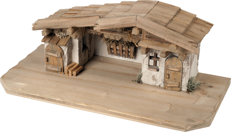 FADEDA Stall Königsee   / Höhe:23 cm / handbemalt / detailgetreue Krippen Figuren - Weihnachten Tisch Dekoration Krippe Zubehör