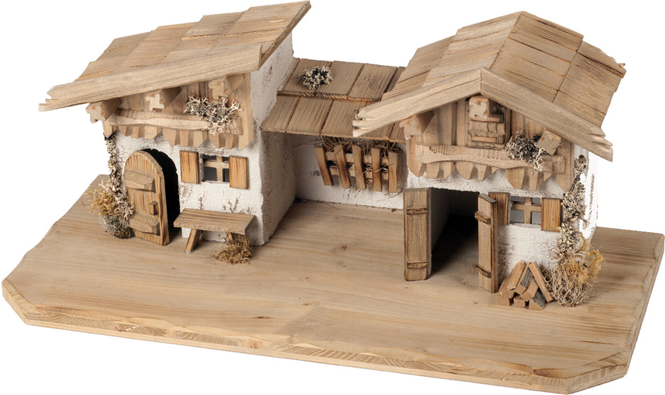 FADEDA Stall Garmisch   / Höhe:25 cm / handbemalt / detailgetreue Krippen Figuren - Weihnachten Tisch Dekoration Krippe Zubehör