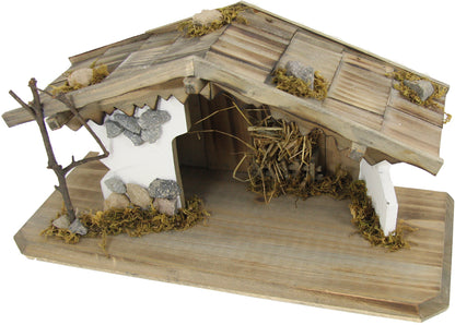 FADEDA Stall Inzell   / Höhe:21 cm / handbemalt / detailgetreue Krippen Figuren - Weihnachten Tisch Dekoration Krippe Zubehör
