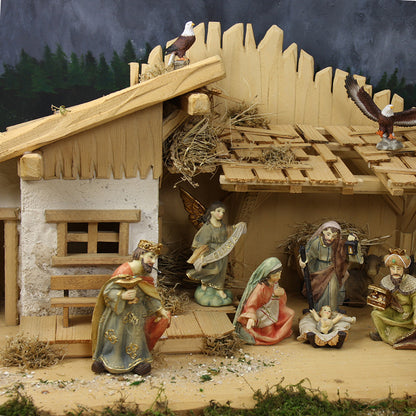 FADEDA Stall Lech   / Höhe:30 cm / handbemalt / detailgetreue Krippen Figuren - Weihnachten Tisch Dekoration Krippe Zubehör