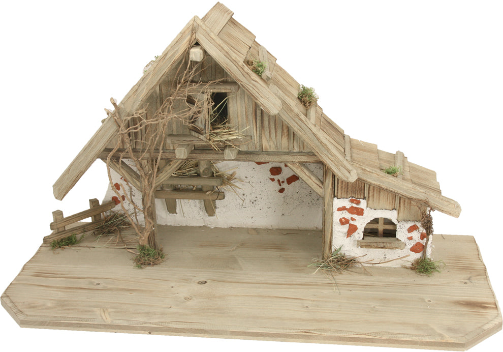 FADEDA Stall Brixen   / Höhe:39 cm / handbemalt / detailgetreue Krippen Figuren - Weihnachten Tisch Dekoration Krippe Zubehör