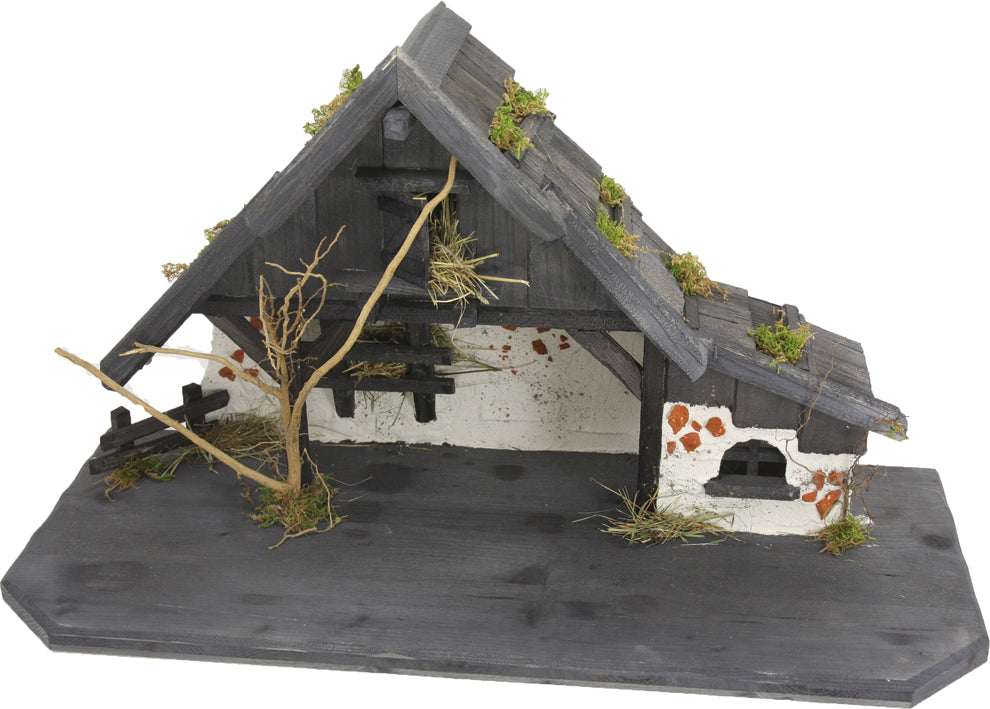 FADEDA Stall Brixen, gebeizt   / Höhe:39 cm / handbemalt / detailgetreue Krippen Figuren - Weihnachten Tisch Dekoration Krippe Zubehör