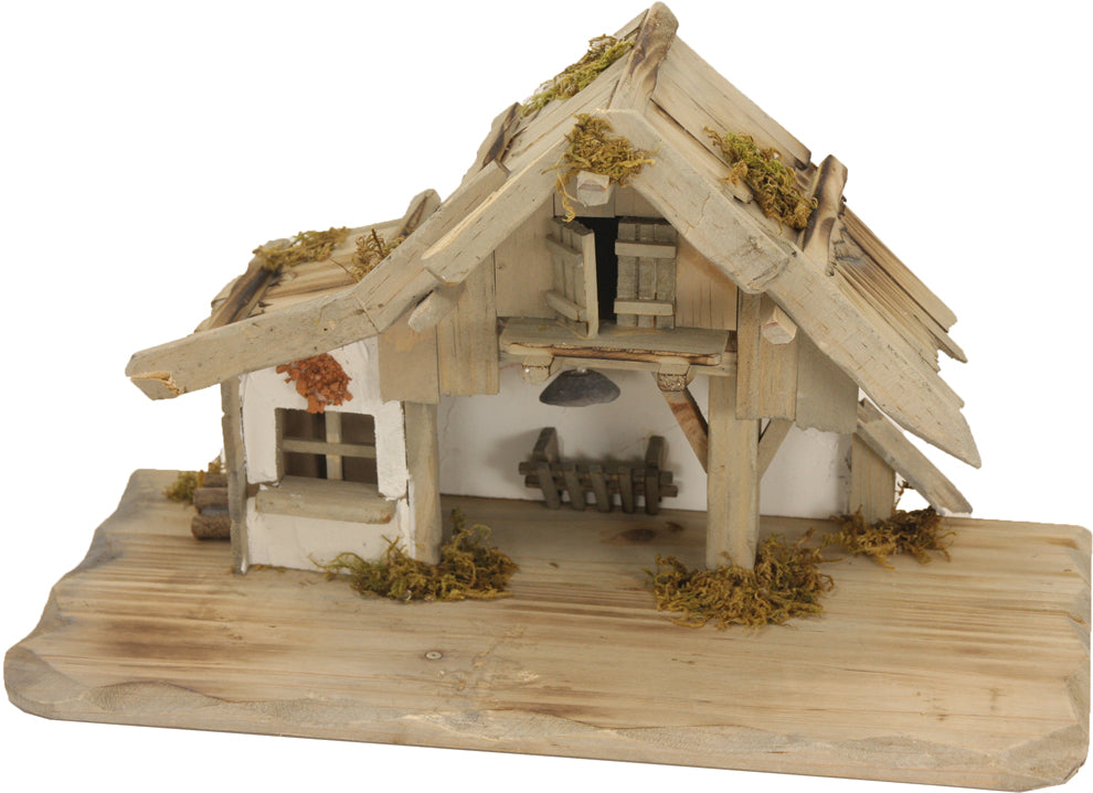 FADEDA Stall Hirscheck, mit LED   / Höhe:23 cm / handbemalt / detailgetreue Krippen Figuren - Weihnachten Tisch Dekoration Krippe Zubehör