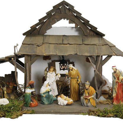 FADEDA Engel fliegend, mit Posaune   / Höhe:14 cm / handbemalt / detailgetreue Krippen Figuren - Weihnachten Tisch Dekoration Krippe Zubehör