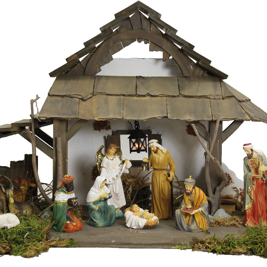 FADEDA Hirtenjunge mit Lamm   / Höhe:12 cm / handbemalt / detailgetreue Krippen Figuren - Weihnachten Tisch Dekoration Krippe Zubehör
