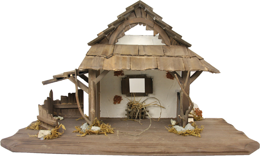 FADEDA Stall Guteneck   / Höhe:31 cm / handbemalt / detailgetreue Krippen Figuren - Weihnachten Tisch Dekoration Krippe Zubehör