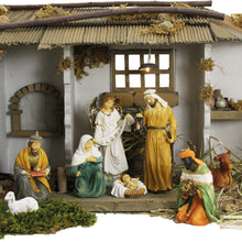 FADEDA Stall Rieden, mit Licht   / Höhe:30 cm / handbemalt / detailgetreue Krippen Figuren - Weihnachten Tisch Dekoration Krippe Zubehör