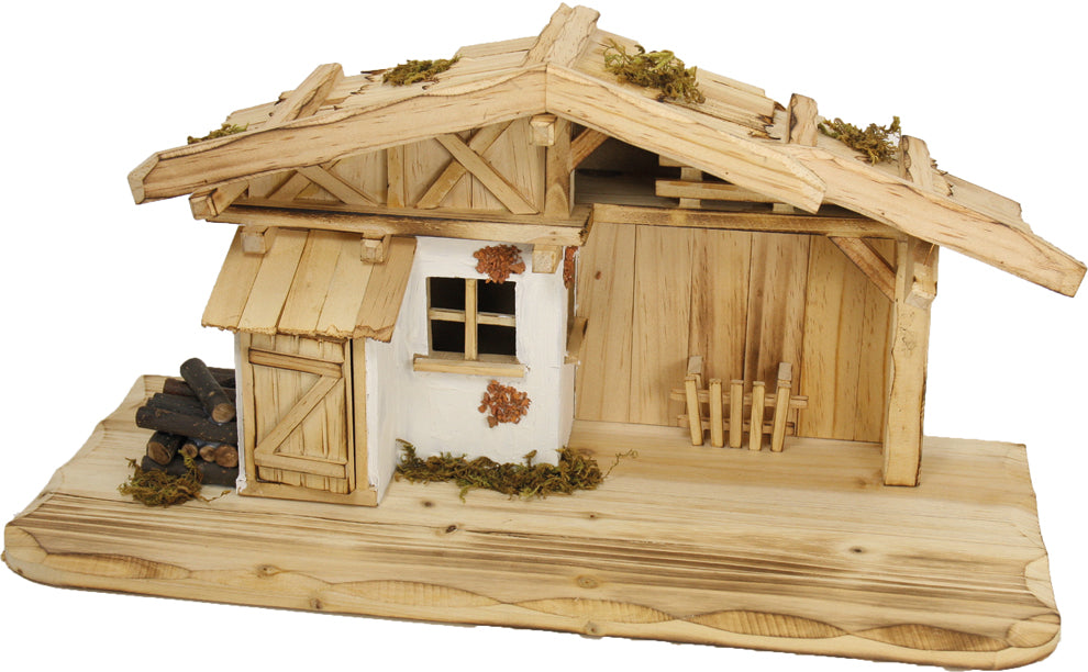 FADEDA Stall Murnau   / Höhe:23 cm / handbemalt / detailgetreue Krippen Figuren - Weihnachten Tisch Dekoration Krippe Zubehör