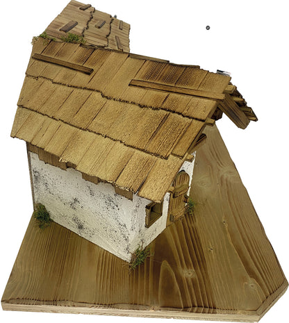 FADEDA Stall Schwanhof   / Höhe:30 cm / handbemalt / detailgetreue Krippen Figuren - Weihnachten Tisch Dekoration Krippe Zubehör