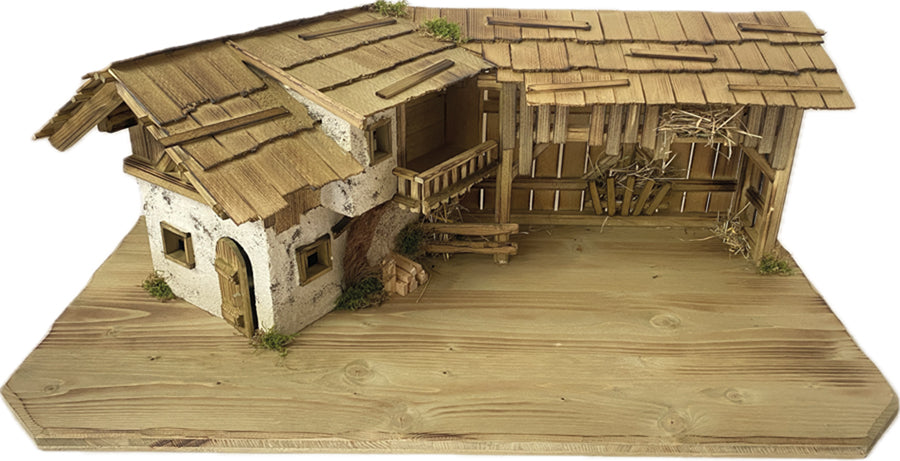 FADEDA Stall Schwanhof   / Höhe:30 cm / handbemalt / detailgetreue Krippen Figuren - Weihnachten Tisch Dekoration Krippe Zubehör