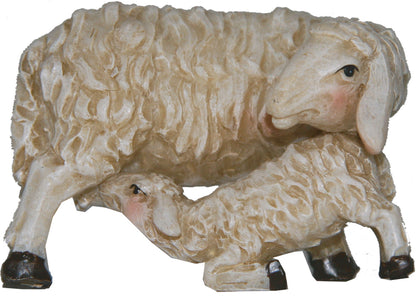 FADEDA Mutterschaf mit Lamm   / Höhe:4 cm / handbemalt / detailgetreue Krippen Figuren - Weihnachten Tisch Dekoration Krippe Zubehör
